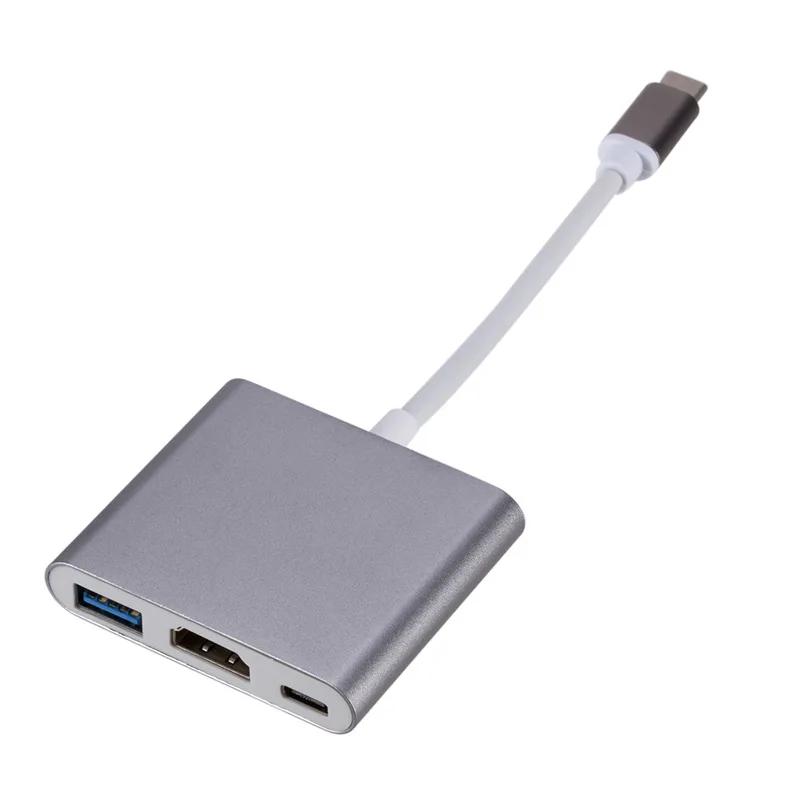 3 в 1 Type C - HDMI-совместимый USB 3.0 зарядный адаптер USB-C 3.1 Hub для Mac Air Pro Huawei Mate10 Samsung S8 Plus