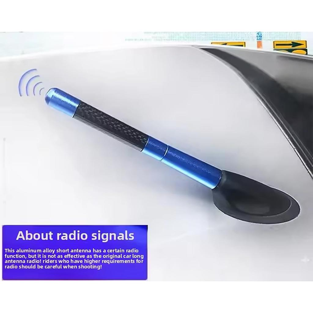 Audio Fan Car Radio Antenna Car Antenna 12cm Roof Antenna Powerful FM/AM Reception Carbon Fiber Antena Blue