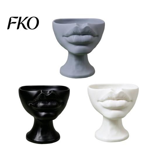Creative Home Tabletop Decor 3D Printed Lip-Shaped Flower Pot, Artistic Sculptural Planter with Matte Finish, Modern Art Ornament Multifunctional