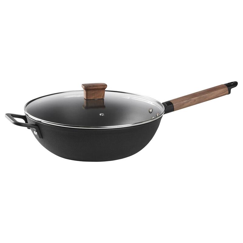 IKEA WADDAREN Cast Iron Wok with Lid, 32cm