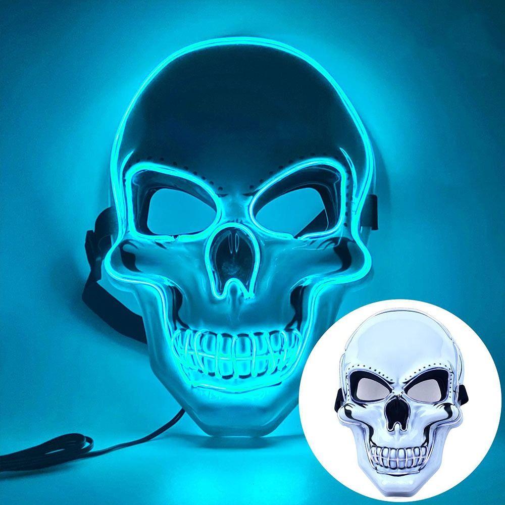 Horror Halloween Skull Mask Halloween LED Light LED Cold Light Mask Cosplay Costume Luminous Skull Mask Party Makeup Ball