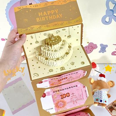 Складной 3D Красный Конверт на День Рождения Традиционный DIY Упаковка Конверт для Счастливых Денег Наилучшие Пожелания HongBao Красный Конверт Китайский Новый Год
