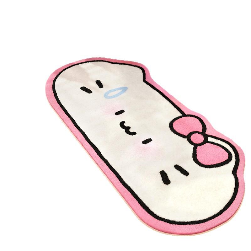 Розовый прикроватный коврик Hello Kitty из искусственного кашемира - Милый, Девичий, Нескользящий, Легко чистить, Износостойкий