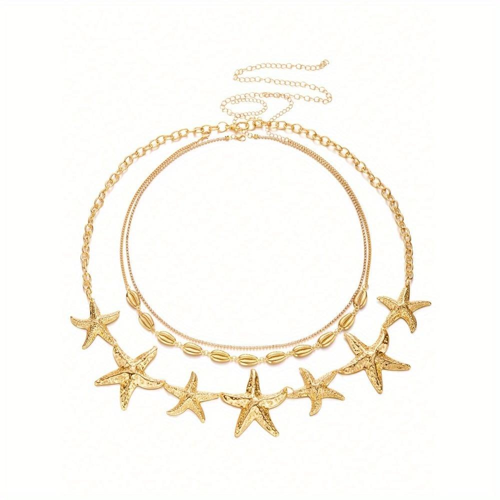 Vintage Multi-Layer Starfish Beach Waist Chain, Sexy Beach Body Jewelry Accessories