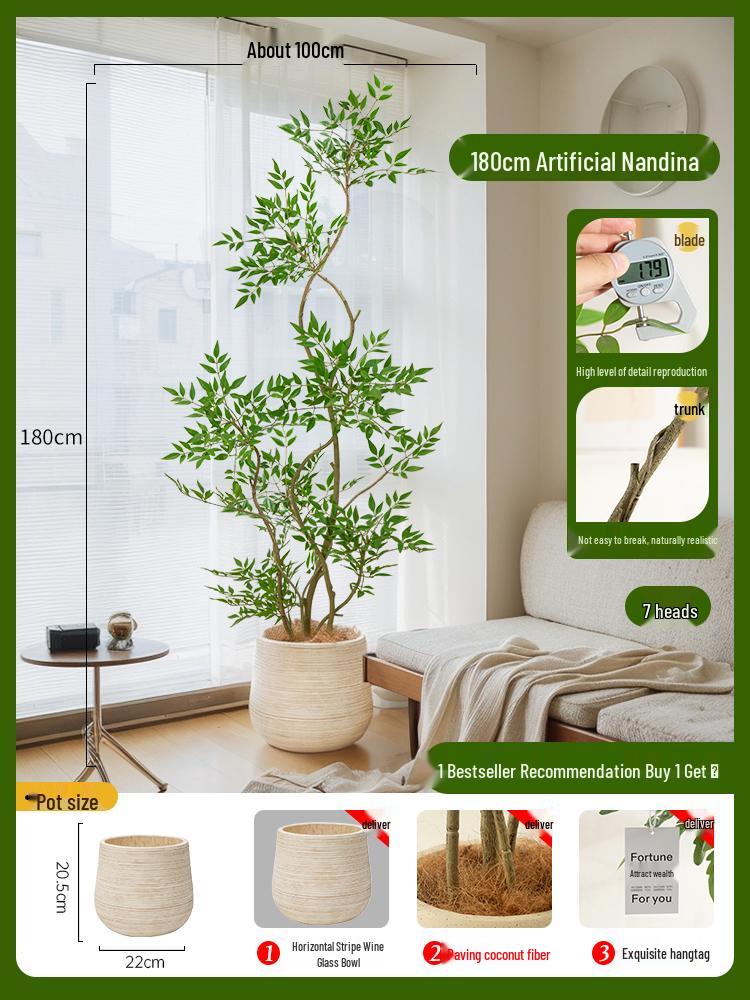 Nandina Bionics Artificial Tree: Elegant Indoor Decor, Large Potted Floor Plant