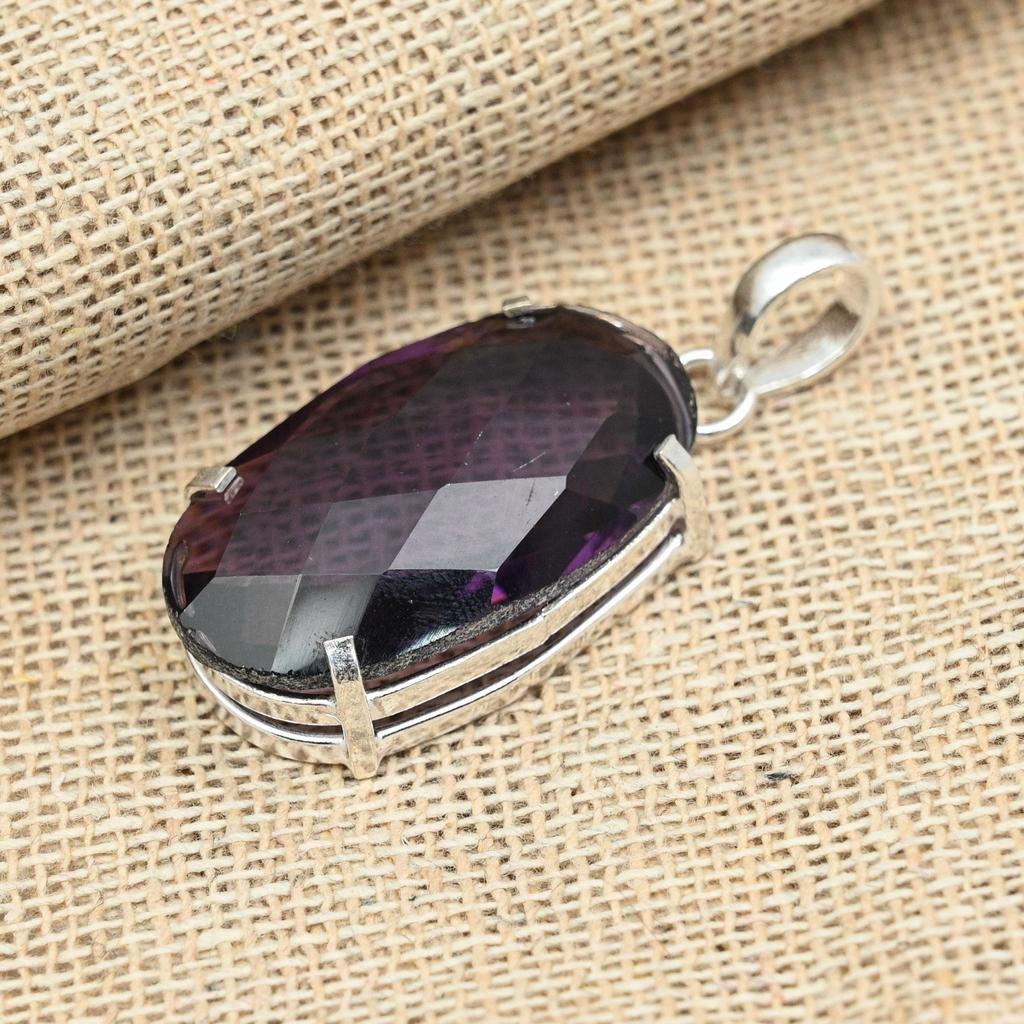 Ограненный аметист драгоценный камень стерлингового серебра 925 ювелирных изделий женский кулон для подарков