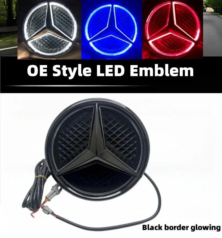 Автомобильная наклейка Для Mercedes Benz Автомобиль Передняя решетка Логотип Свет Зеркальная поверхность Светодиодный значок Эмблема Светящийся Декоративный свет Для Mercedes Ben