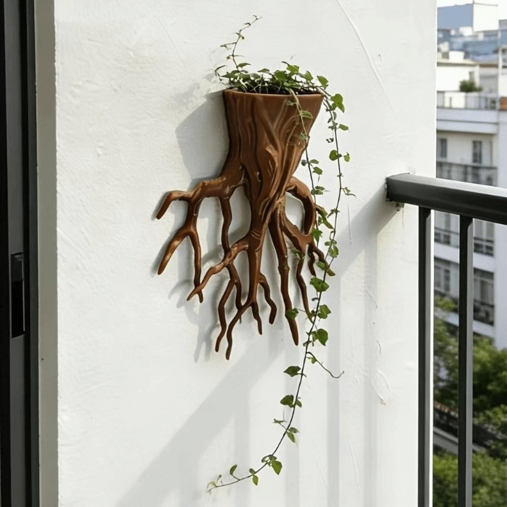 Rustic Style Hanging Flower Pot Tree Root Shape Potted Plant Holder Plant Container Living Room
