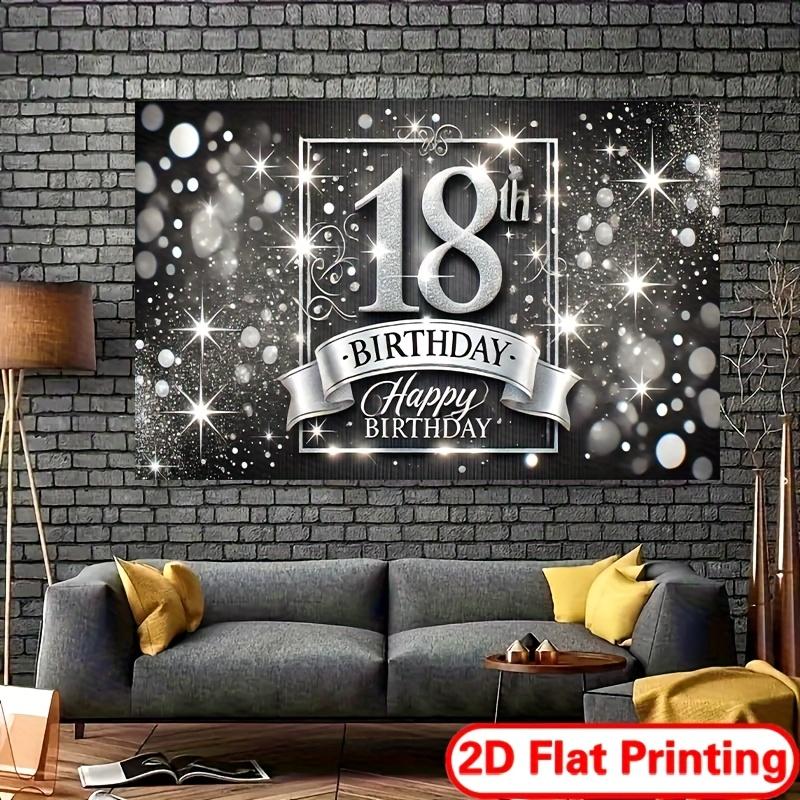 2D flat-print banner for 18th birthday celebration - Polyester party decoration suitable for home and garden