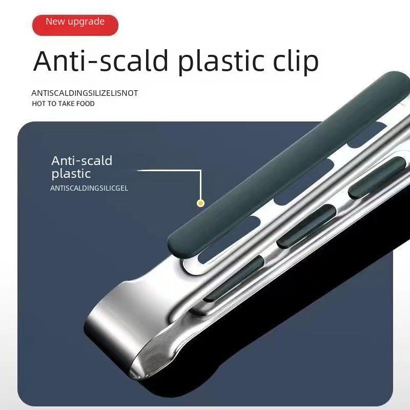Щипцы для барбекю и кухни из нержавеющей стали с зеленой ручкой, устойчивые к ожогам