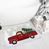 1pc Fluffy Christmas Deer Microfiber Bath Mat - Quick-Dry & Absorbent, Festive Holiday Design with Red Berries & Green Leaves