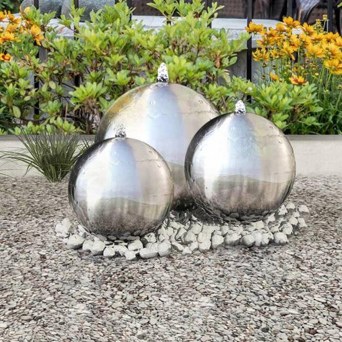 Maison Exclusive - 3 pcs Sphères de fontaine de jardin avec LED Acier inoxydable