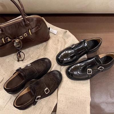 Версия из овчины~ Изысканные резные барочные туфли в британском стиле, кожаные туфли Munch, женская обувь, лоферы из натуральной кожи, маленькие кожаные туфли