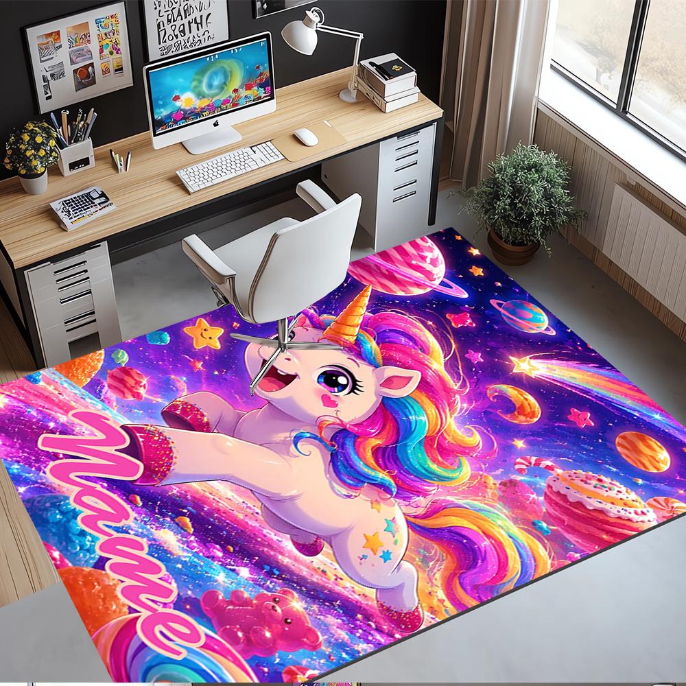 Custom Name Unicorn Printed Carpet,Rug for Office Chair Living Room Bedroom Kitchen Room Decor Gifts.