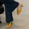 Temperament Square Head Open-toed Thin Heel Belt Buckle One-word Sandals Women Wear Niche Cool Slippers