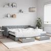 VidaXL Daybed with Trundle and Drawers Light Grey 100x200 Cm Fabric 3197485