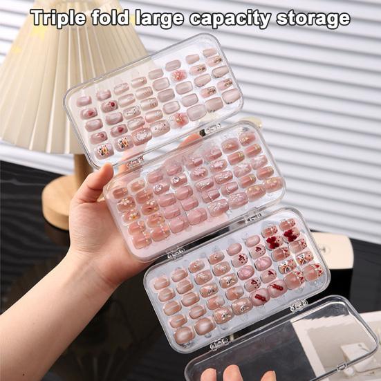 Yousheng Прозрачный бокс для хранения накладных ногтей, складной бокс для хранения нейл-арта, пластиковый дисплейный кейс большой вместимости для накладных ногтей и типсов