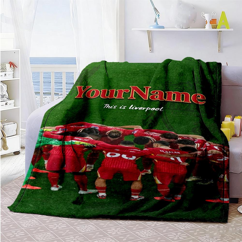 Liverpool Personalized Text Blanket Multi-purpose Customizable Blanket Soft Warm Cozy Great for Home Decor Living Room Livingroom Sofa