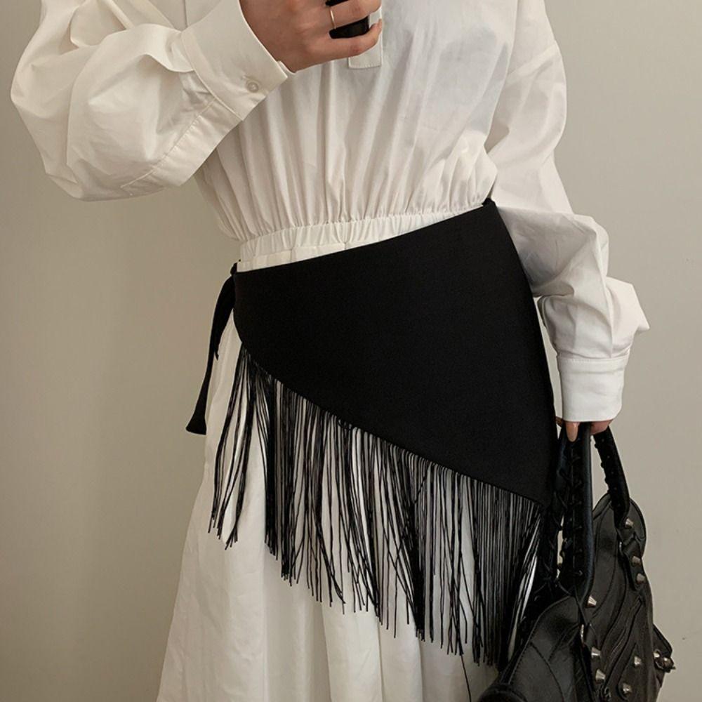 Chinese Style Triangular Waist Belt Printing Mini Apron Fashion Bohemia Wide Waistband  Streetwear
