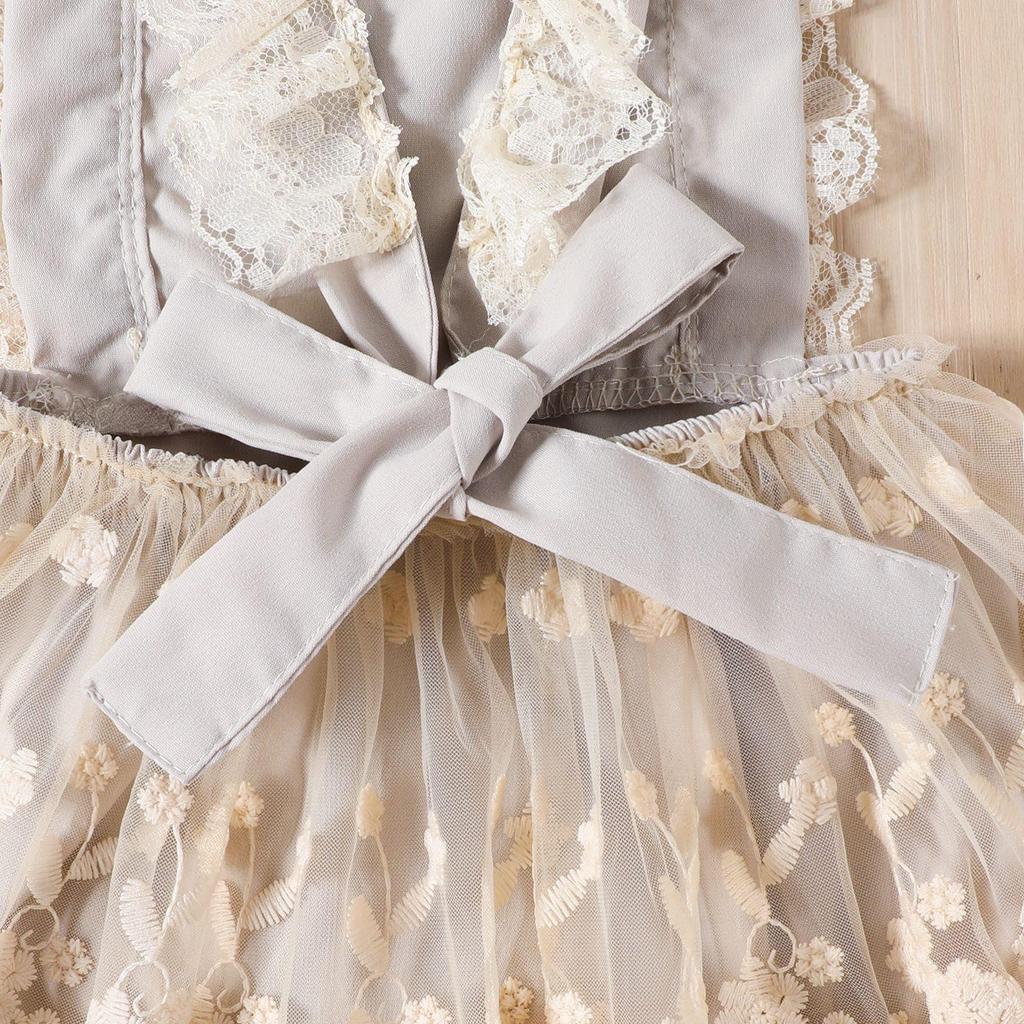 Летний кружевной комбинезон в корейском стиле Ins для девочек - платье принцессы с рукавами-крылышками