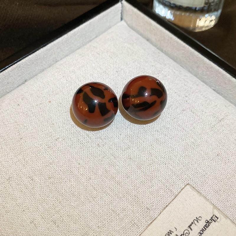 Ретро Гонконгский стиль Серьги-кольца с леопардовым принтом из серебряной иглы Легкая роскошь Высококлассные серьги с темпераментом Нишевые серьги Женские