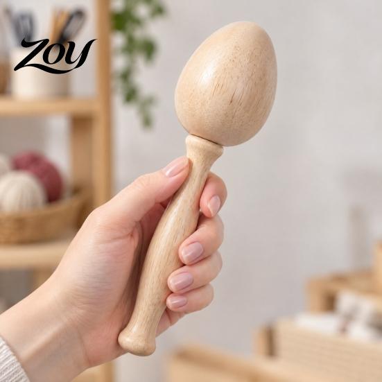Handheld Darning Egg Wooden for Socks Repair, Shape Head Sock Hole Handmade Knitting Tool Knit Mending Tool, Long Handle Darner DIY Sewing Repair