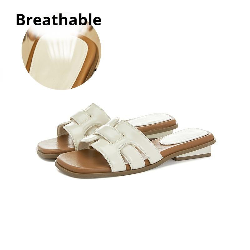 Braided Half Slippers French Style Outdoor Sandals Thick Heels All-match Casual Shoes Beach Shoes for Women