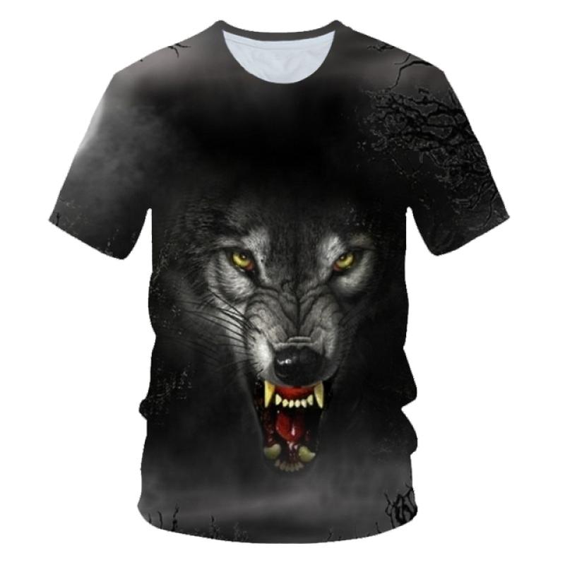 Kids Animal Wolf T Shirt for Boys Summer Autumn Children's Wolf Clothes Short Sleeved Breathable Cartoon Print Cool Wolf Tops