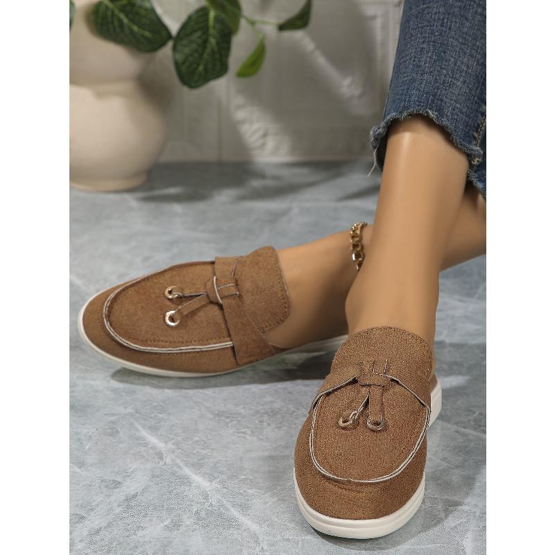 Весна Новые Женские Туфли-Мюли С Закрытым Носком и Ремешком Слингбэк Повседневные Слипоны Уличная Ленивая Обувь