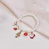 Cross-Border Cartoon Christmas Faux Pearl Reindeer and Snowman Elastic Beaded Bracelet with Bow Gift