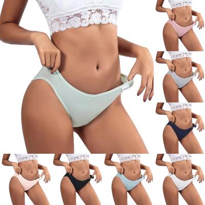Женские однотонные хлопковые сексуальные бесшовные трусики с низкой посадкой, спортивные трусики из хлопка с нитками