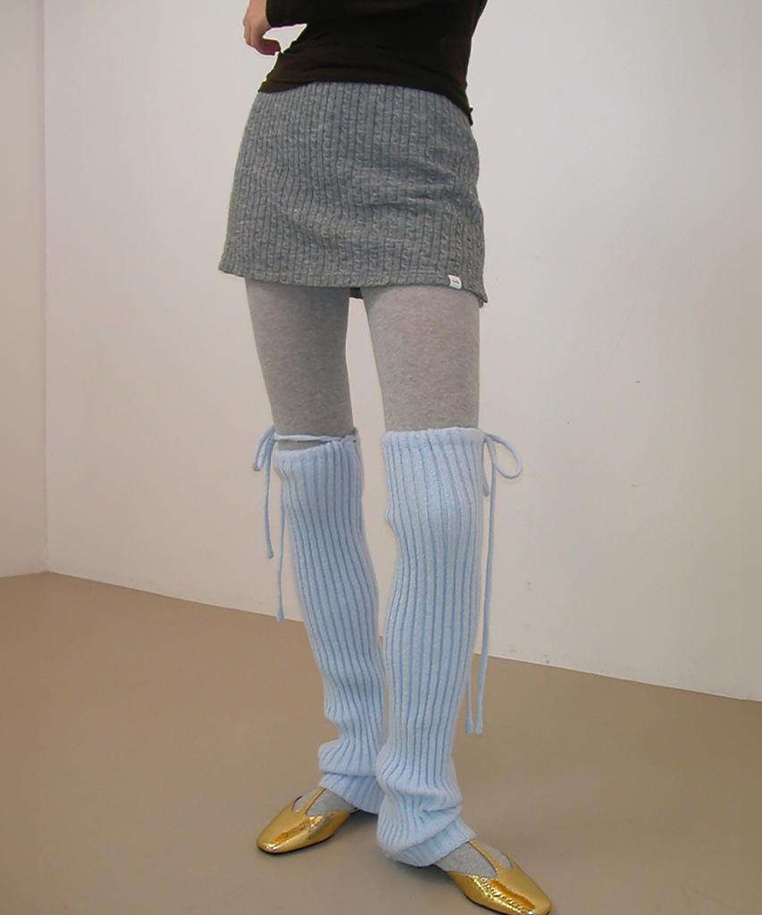 Forev Cable Knit Mini Skirt Shorts - Gray