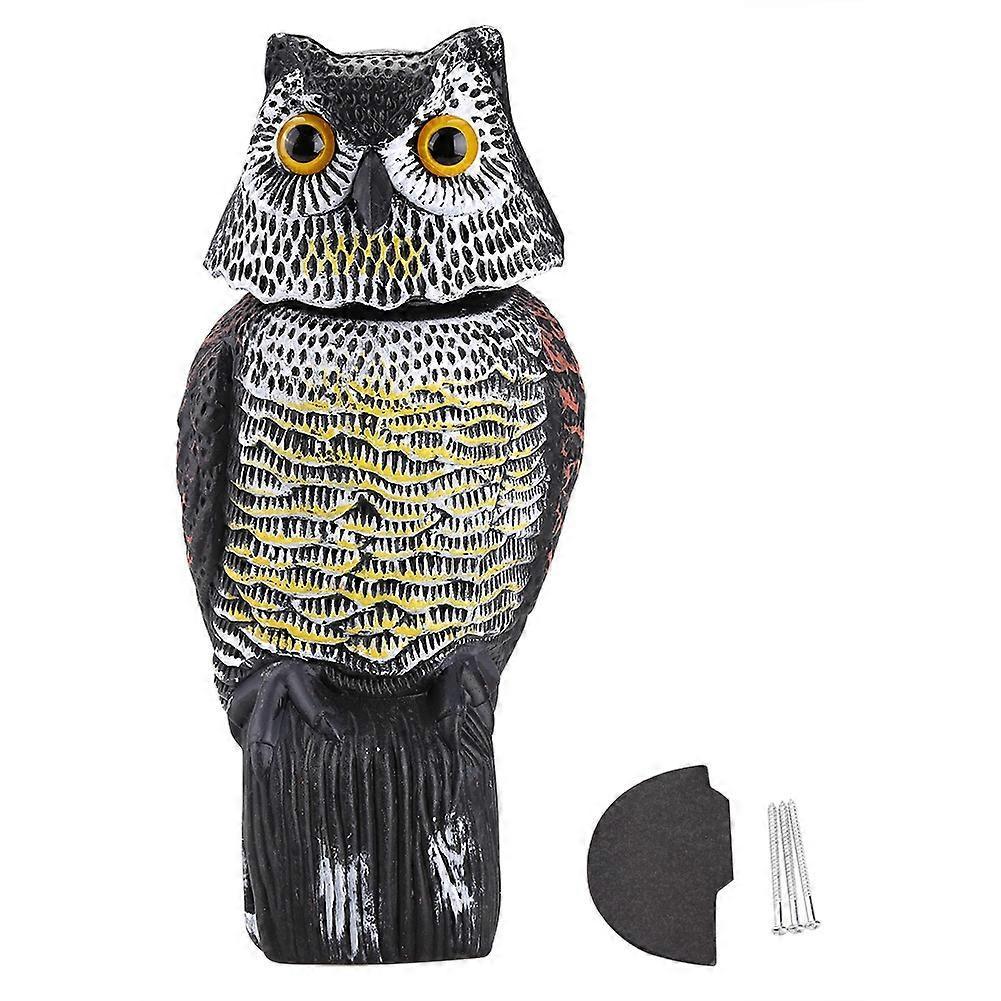 Rotating Head Owl Decoy Protection Repellent Bird Pest Scarer Scarecrow Garden No Sound