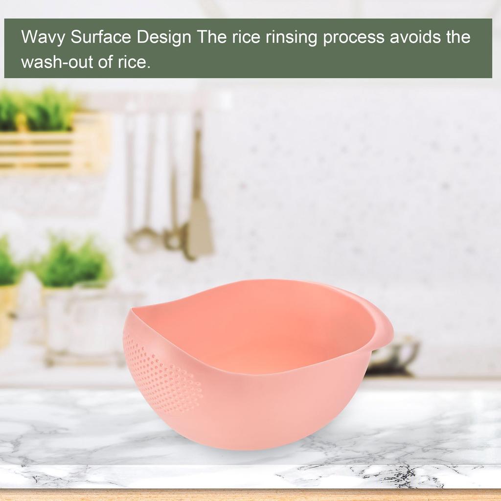 Uxcell Дуршлаг для мытья риса, Миска для мытья риса, Миска для мытья фруктов, Многоцелевая пластиковая корзина-сито для фруктов и овощей, Кухонный гаджет, Розовый