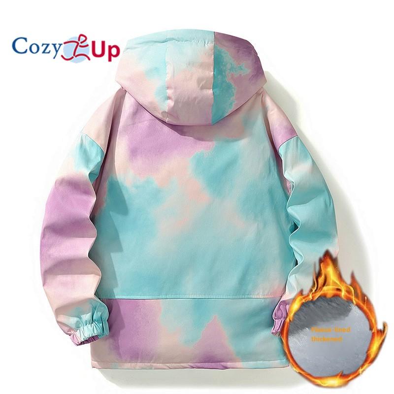 Cozy Up Men's Tie Dye Jacket Fleece Sherpa Lined Jackets Coat Full Zip Up Hoodie
