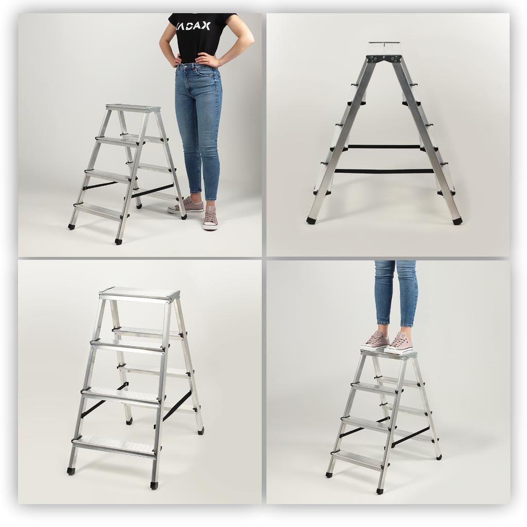 KADAX Aluminum Folding Ladder 4-8 Steps Home Strong 125kg Polish Product