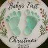 Baby's First Christmas Sea Glass Ornament Baby's Footprint Keepsake for Newborn Girl Boy Gift Coastal Christmas Tree Ornament for Home Decor