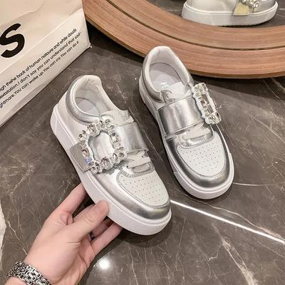 Кроссовки, мокасины, женские, искусственная кожа, 2024, новая мода, круглый носок, сетчатая, однотонная, на платформе, спортивная обувь для бега, Zapatillas De Deporte