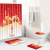 Christmas Home Door Mat Bathroom Shower Curtain Floor Mat Combination Four-Piece Set Bedroom Living Room Carpet
