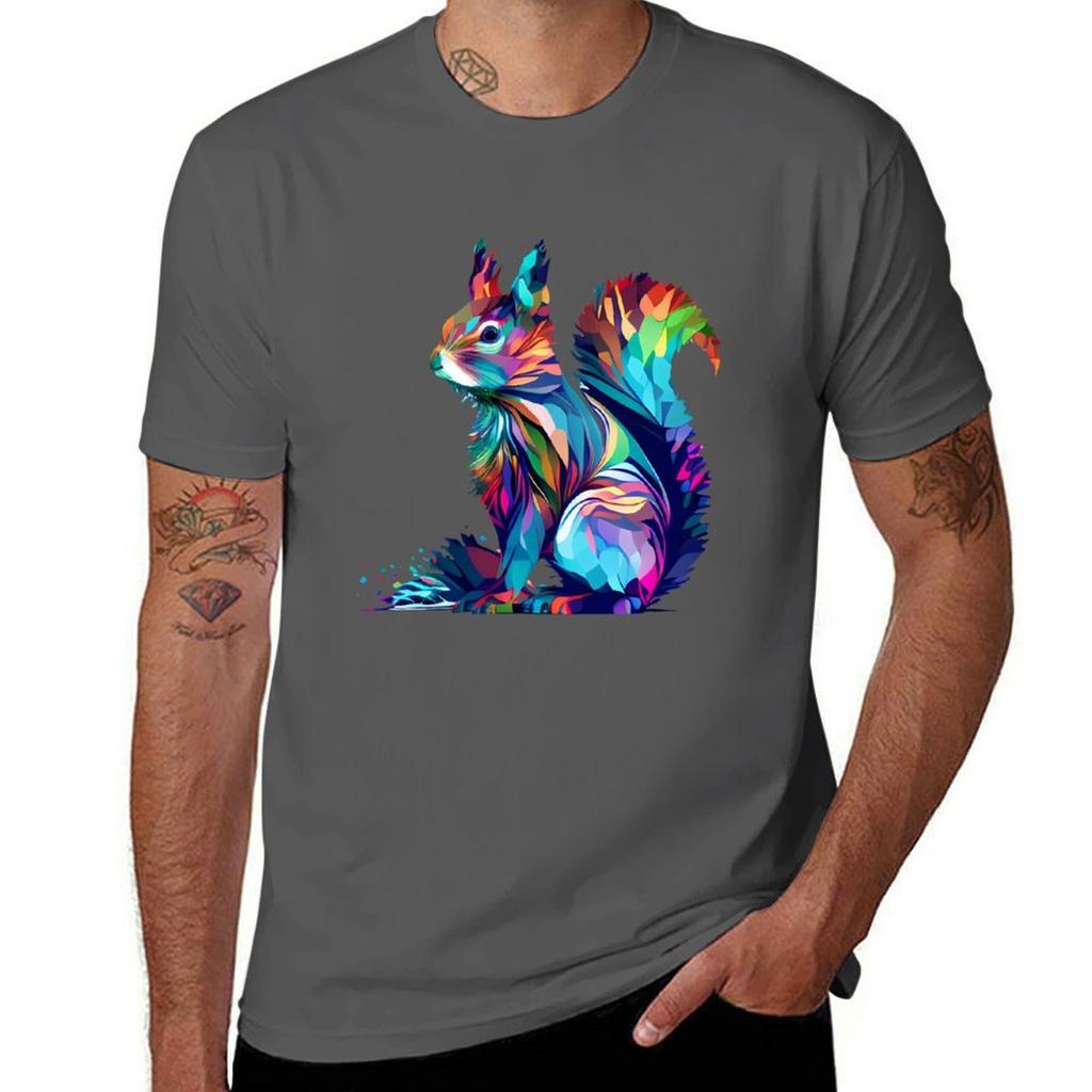Trippy Squirrel TShirt Simple Line Art Print Tee