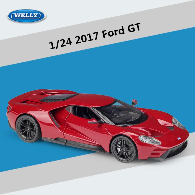 Welly 1/24 Ford GT 2017 Суперкар Модель автомобиля из сплава Литые игрушечные транспортные средства Моделирование Хобби Коллекционные игрушки для автомобилей Подарок на день рождения для детей