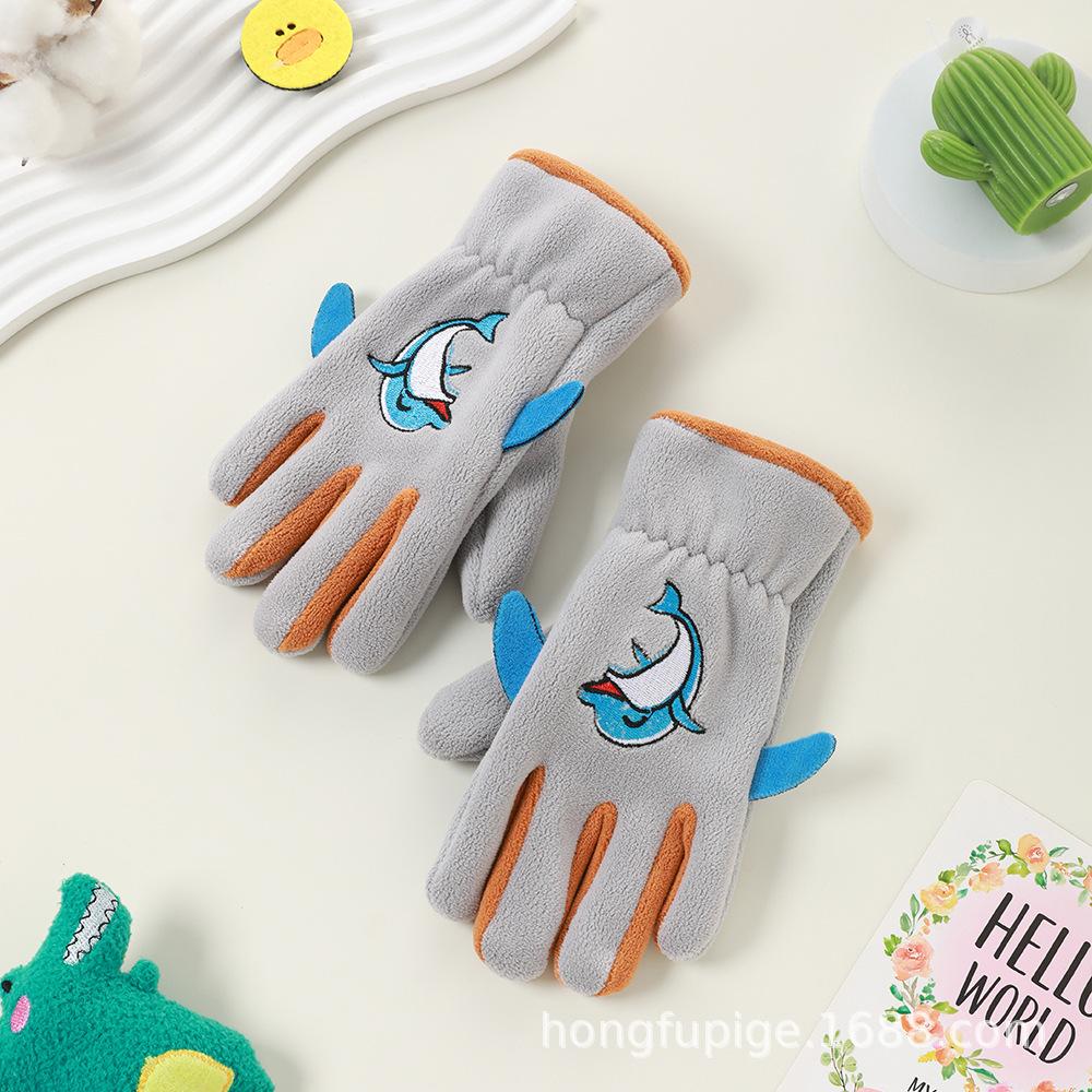 Add Fleece In Autumn and Winter Olympic Fleece Primary School Students Cycling Skin Friendly Outdoor Warm and Cold Proof Cute Gloves