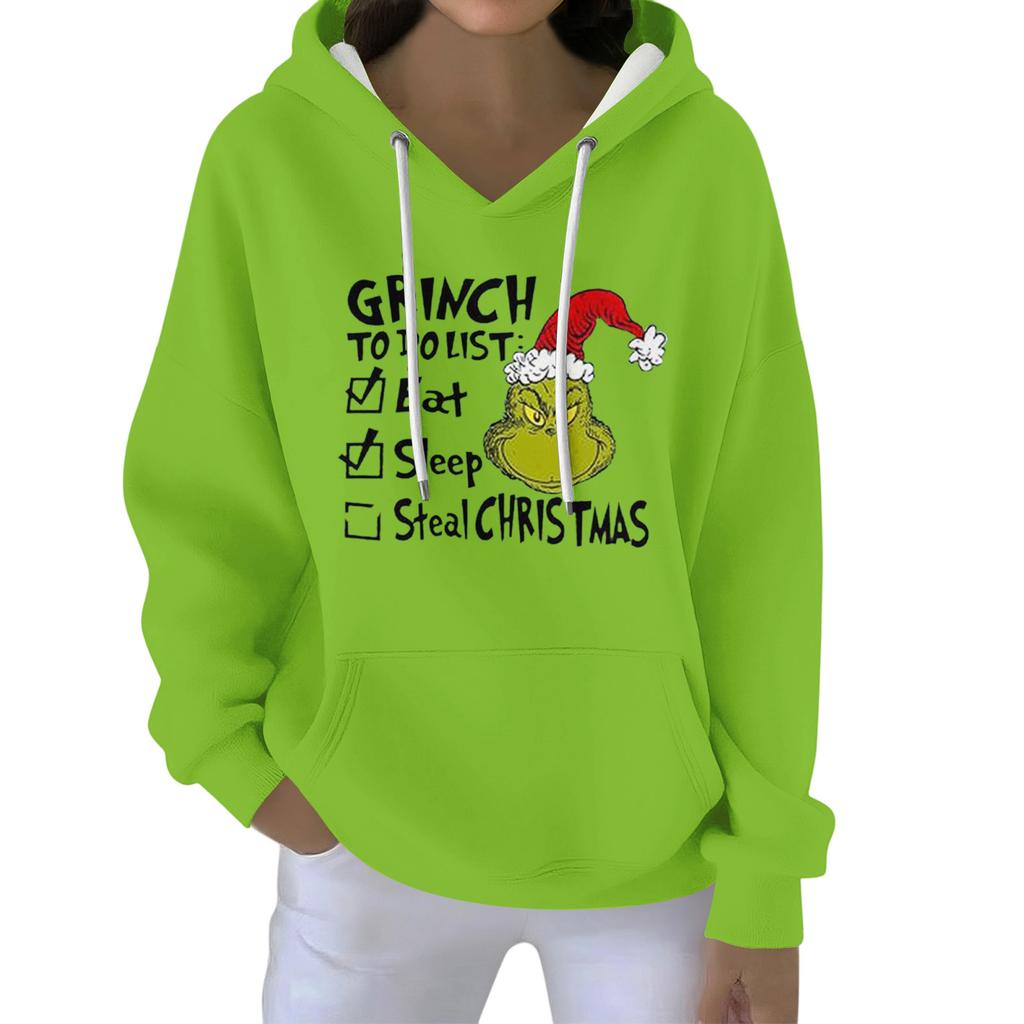 Christmas Hoodies For Women Funny Cute Printed Holiday Sweatshirt Winter Oversized Pullover Tops