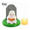 Dark Style Festive Table Decor Halloween Ghost Reading Lamp, 3D Printed Light Up And Tombstone Easy Assembly Holiday Figurine, Spooky Night