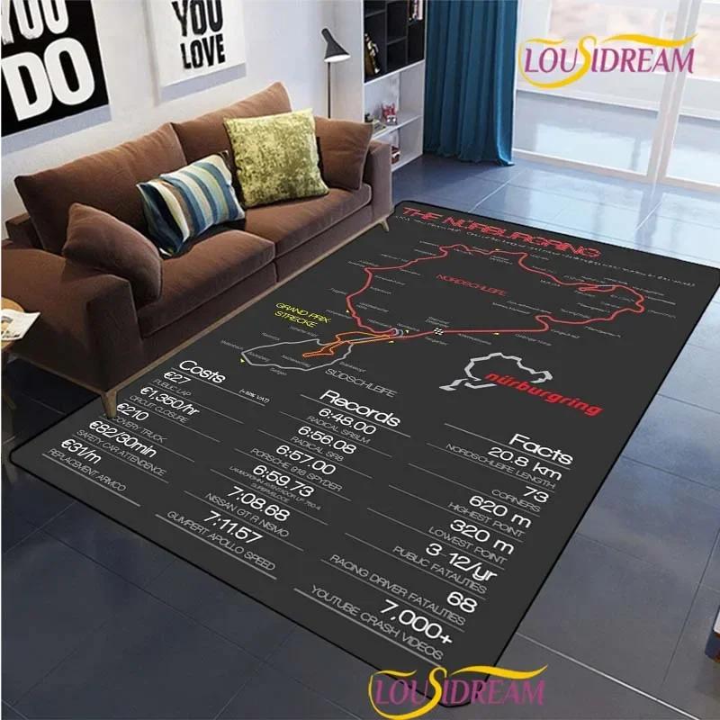 Nurburgring F1 International Track Carpet for Living Room Bedroom Area Rug Decor Kitchen Unslip Floor Mat Alfombra Birthday Gift