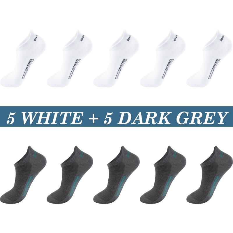 Высококачественные 10 пар мужских носков из хлопка, летние спортивные дышащие носки до щиколотки, сетчатые повседневные спортивные тонкие короткие большие размеры 39-48