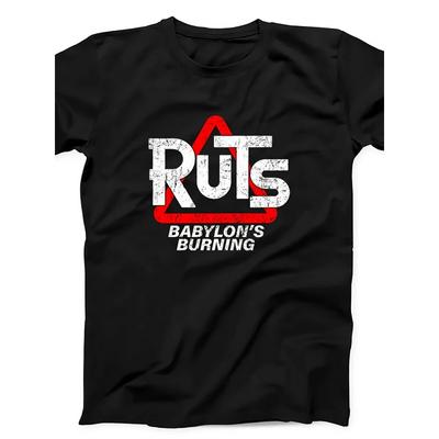 600 The Ruts Babylon'S Burning Панк-рок Музыка Черная футболка | Круглый вырез, Ткань с небольшим растяжением, Обычный крой, Повседневный стиль, Принт, Идеально