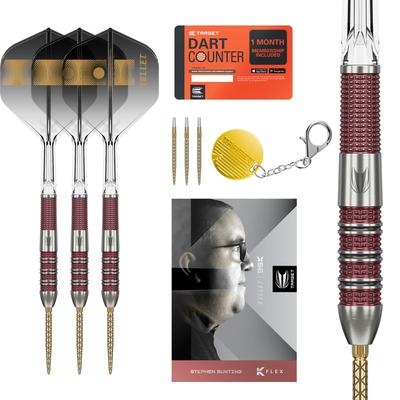 TARGET Стивен Бантинг 95K Дартс со стальным наконечником Swiss Point, 22 г/23 г Kflex оперения и древки, Дартс Bullet Player Edition 95% вольфрам