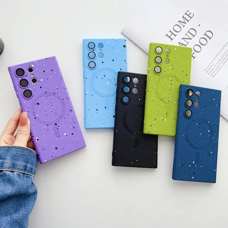 Fashion Splash Ink For Magsafe Magnetic Phone Case for Samsung S24 S23 S22 S20 S21FE Note 20 Ultra 10 Plus Z-Flip 3/4/5 Matte Soft Silicone Cover