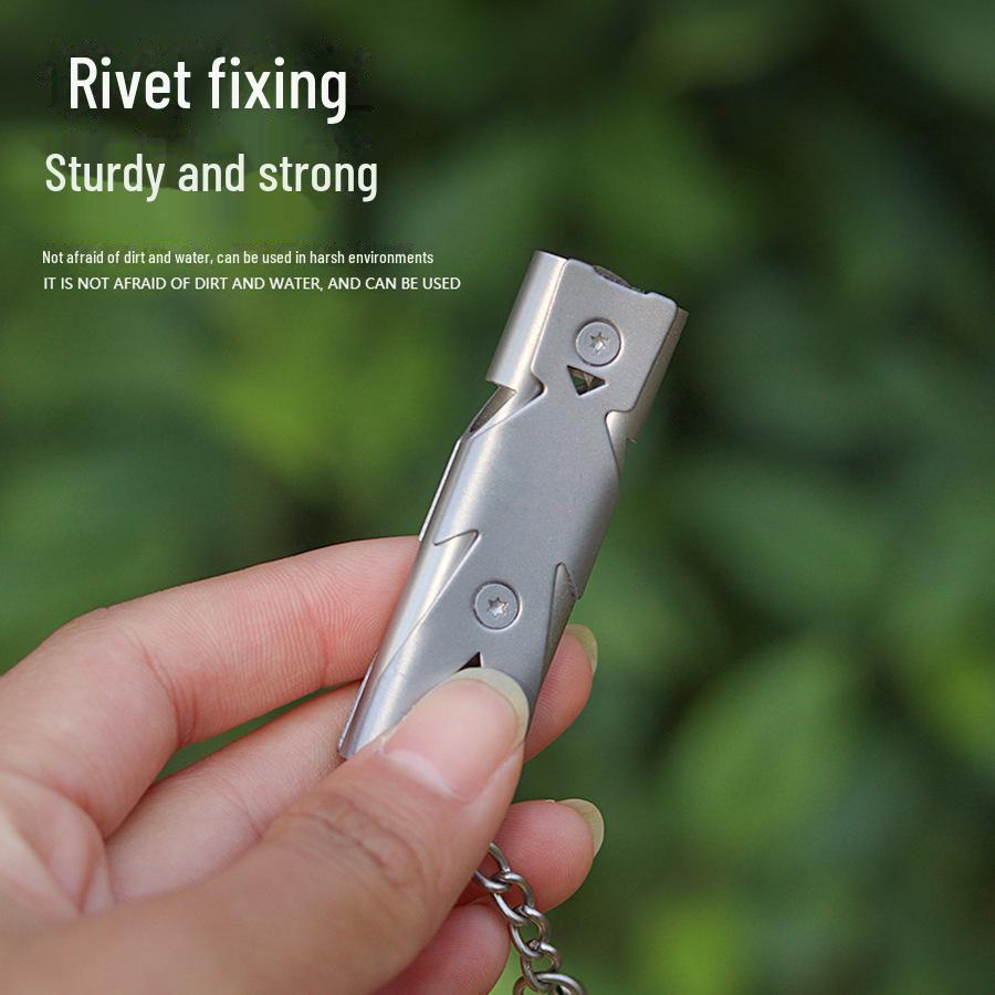 Stainless Steel High-Frequency Earthquake Rescue Whistle - Double Hole, High Decibel, Outdoor Survival Whistle